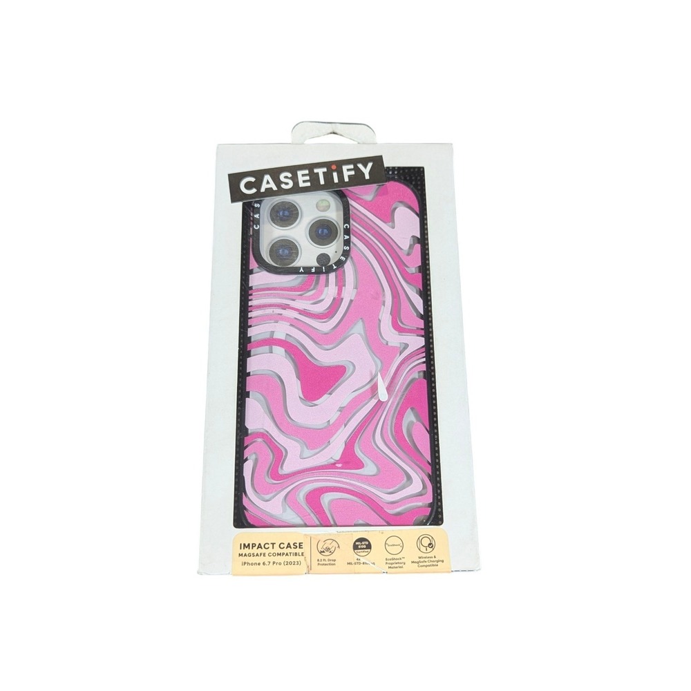 Nn8-S CASETiFY Impact Case with MagSafe for iPhone 15 Pro Max - Pink Swirls ⬇️